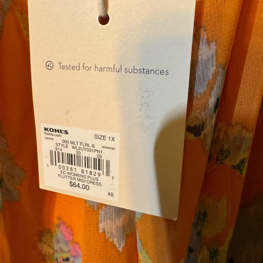 LC Lauren Conrad NWT Peach colored Ruffled Tiered Midi Dress - Picture 3 of 5